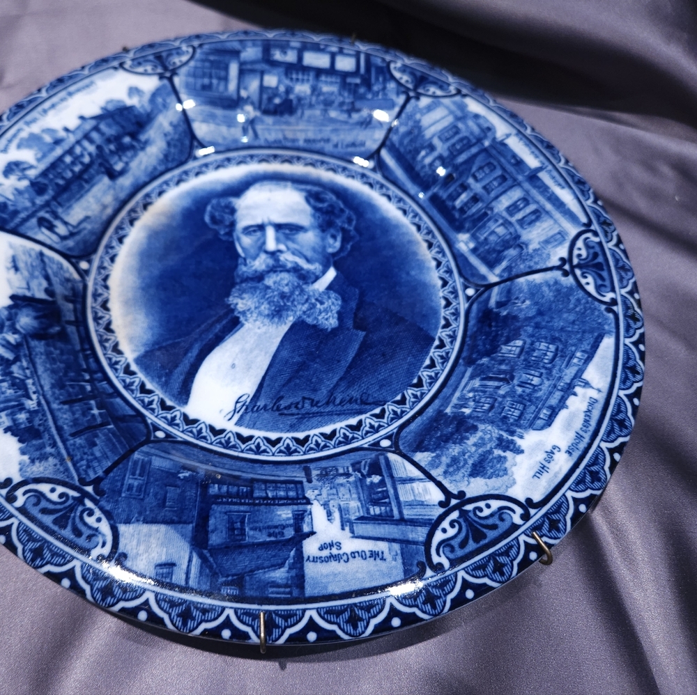 Antique  decorate Art plate Charles Dickens portrait